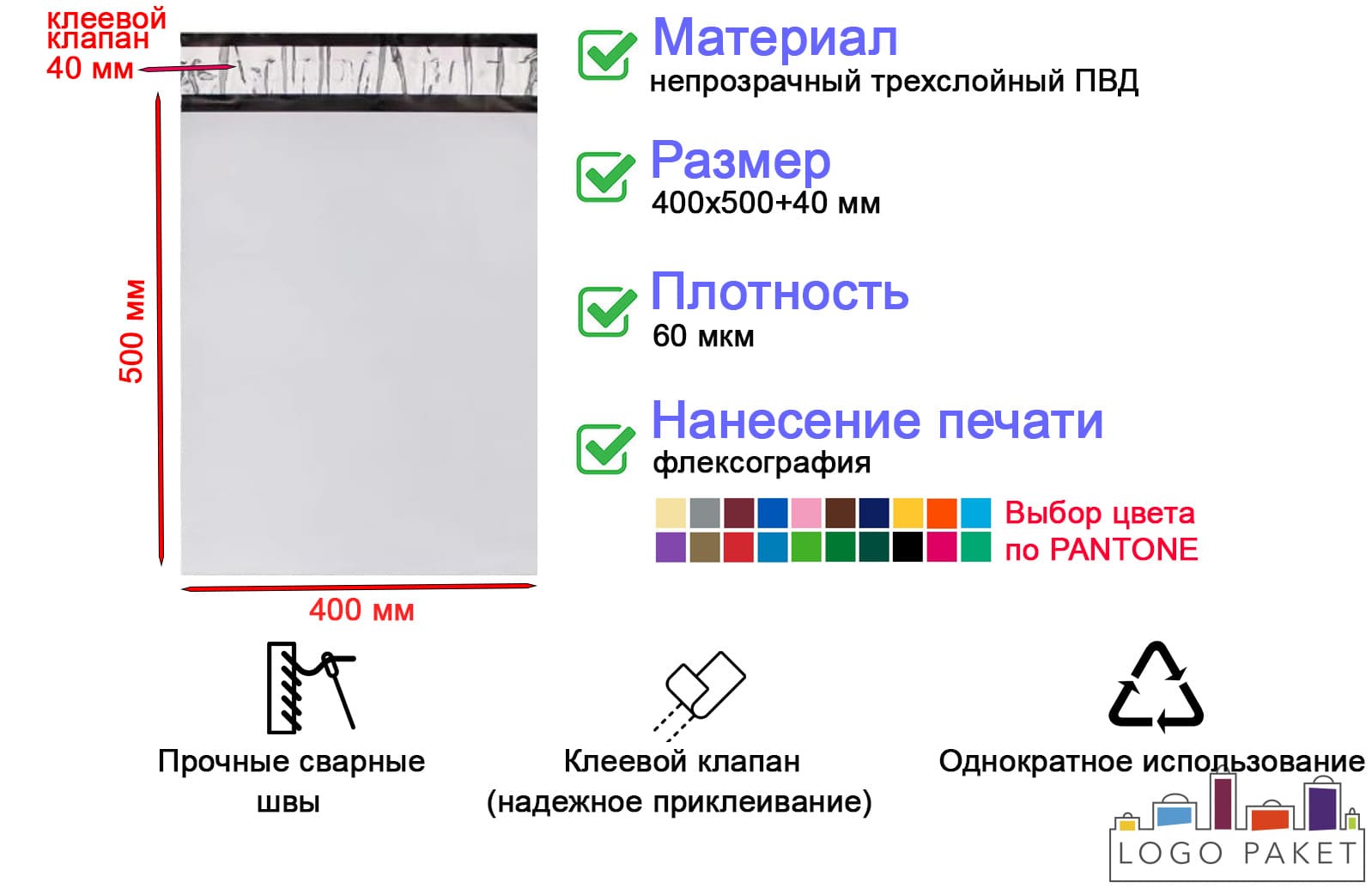 Курьерский пакет 400х500 мм инфографика 